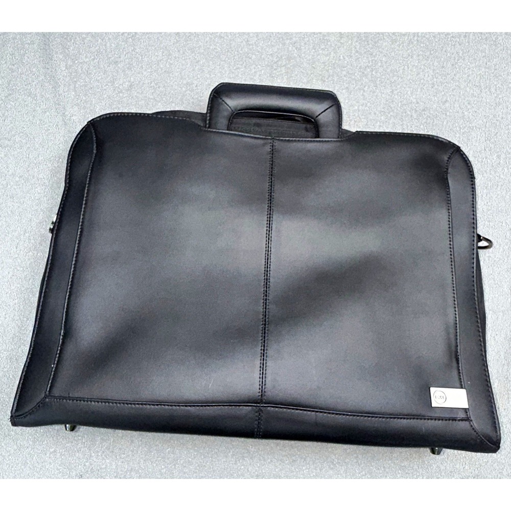 Dell Black Leather Padded Laptop Briefcase Bag for 15 in Laptop
